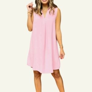 SSYS The Maggie Sleeveless Collared Crepe Shift Dress Light Pink Womens Sz Med